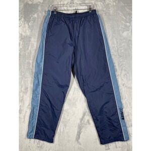 Nike Navy Blue Athletic Track Lined Pants Side Stripe Mens L Vintage Baggy Y2K